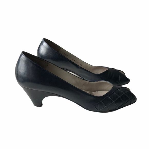Bruno Magli Peep Toe Pump Navy 9.5 AA Vintage - Picture 10 of 16